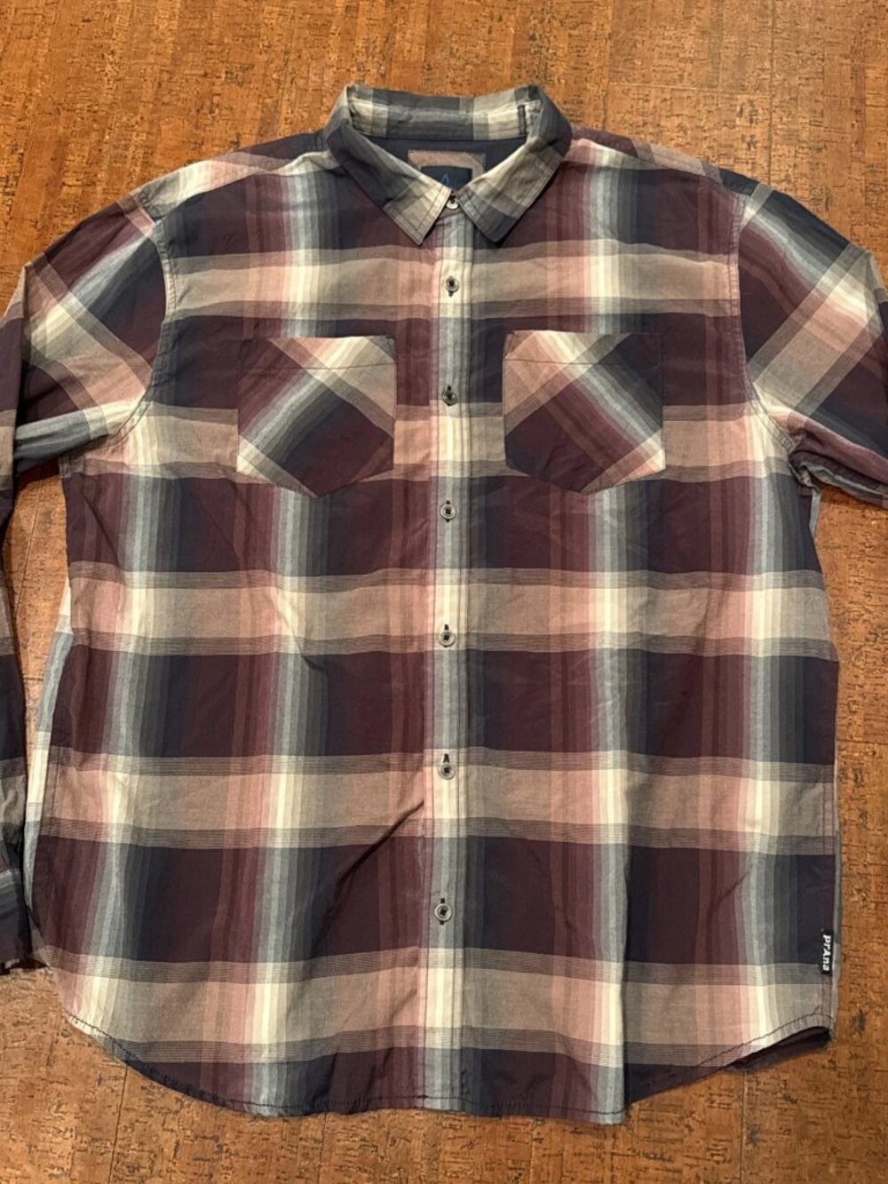 Prana XL Plaid Button Down Holton Long Sleeve Shirt